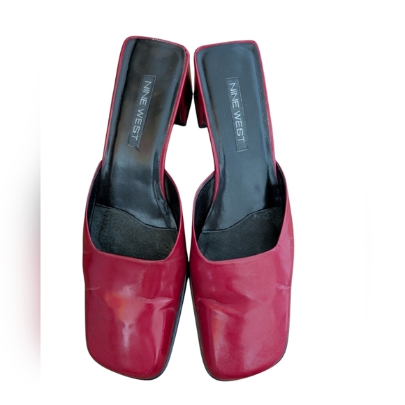 Nine West Virginia Y2K 90s Red Women's Block Heel Mules sz 10 - Picture 2 of 8